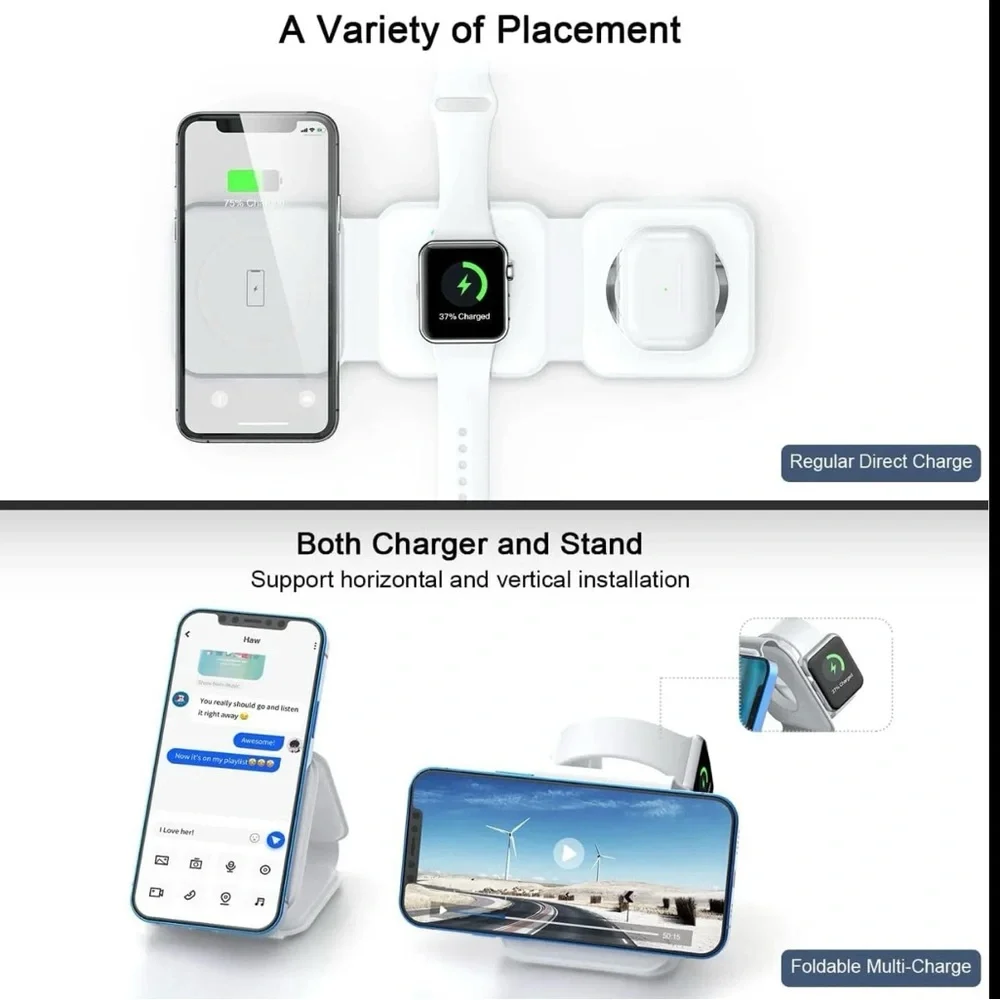 UCOMX Nano 3 in 1 Wireless Charger for iPhone, Magnetic 3 in 1 New White